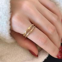 Double Layer Retro Irregular Gold Mobius Open Ring Size 10 auksas