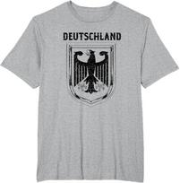 Vokietija Germany Vytis Nacionalizmo Simbolis Marškinėliai 100% Medvilnė Apvalia Kaklo Trumpomis Rankovėmis Vasaros Atsitiktiniai Vyriški Marškinėliai Streetwear 3XL gray
