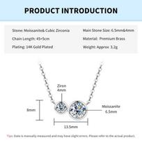Rrjzz 1CT Moissanite D Color VVS1 Round Lab Created Moissanite Pendant Necklace 14k Gold Plated Dainty Gold Necklaces for Women 45-50cm