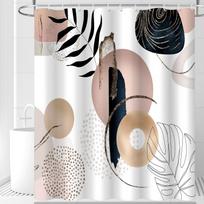 BESBESME Boho Mid Century Shower Curtain Set, Waterproof Fabric for Bathtub Bathroom Decor Modern Machine Washable Weighted Hem 90x180cm