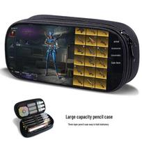 Large Capacity PUBG Pencil Case for Elementary Students Large Capacity Three-Layer Canvas Pencil Case