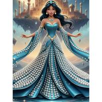 Disney Pearl Painting Princess Jasmine Pearl Creative Artwork 5D Pearl Embroidery Cross Stitch Set Handmade DIY Gift for Home and Room Decoration Use 35x45cm
