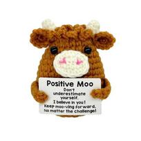 Gifts for Him Her Boyfriend Girlfriend Handmade Positive Crochet Cute Cow Emotional Birthday Christmas Desktop Decorations