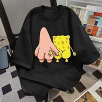 American Style Fun Cartoon Hip-hop Trendy Short-sleeved T-shirt Fashionable Women's Couple Outfit Fashion Harajuku Personality S juoda