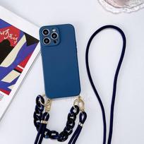 Crossbody Lanyard Case For Motorola Moto G85 G84 G54 G34 G24 G14 Edge 50 Fusion Marble Agate Chain Liquid Silicone Cover MOTO G85 5G&Case & Strap