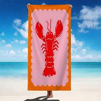 Lobster Print Beach Towel, Cute Pink Orange Quick Dry Towel for Swimming, Summer Beach, Pool, Travel and Camping Use W30*H60(CM) pink