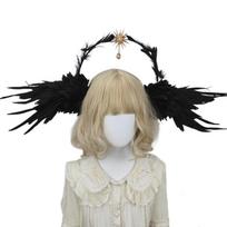 Gothic Lolita Angel Wing Halo Crown Women Headwear with Bendable Wing for Hallown Cosplay Party Hair Accessorie Photography Prop juoda
