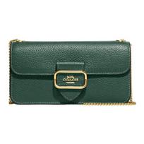 COACH Morgan 19 snap closure pebbled leather clutch shoulder crossbody bag small women's dark green žalia