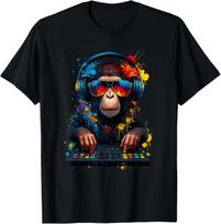 Cool Monkey With Sunglasses DJ Rave T-Shirt 4XL