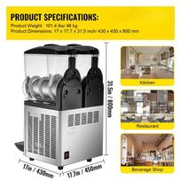 15L×2 Double Tank Commercial Slushy Maker Stainless Steel Frozen Margarita Smoothie Frozen Drink Machine for Home Restaurants