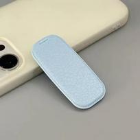 Adhesive Backing Folding Phone Stand Leather Pattern Folding Makeup Mirror  Desktop Use Blue