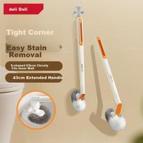 Deli S-Shaped Elbow Toilet Brush Wall-Mounted No-Drill Groove Cleaning Toilet Scrubber