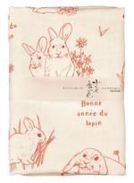 Yamamoto Jin Shoten Fluffy Tenugui hand Ten Rabbit Colors Bonne annee du lapin Double gauze 32 x 89 cm (Japanese towel) - - (4936) tenugui, 100% smėlis