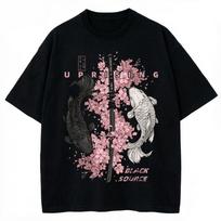 2026 Hot Sale Vintage Koi Fish Sakura Katana Graphic T Shirt Cherry Blossom Sword Print Unisex Cotton Crew Neck Short Sleeve Men Women Street Tee Top 4XL