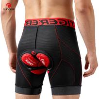 X-TIGER Men's Cycling Underwear Shorts 5D Padded Sports Riding Bike MTB Liner Shorts with Anti-Slip Leg Grips Bicycle Underwear S raudona