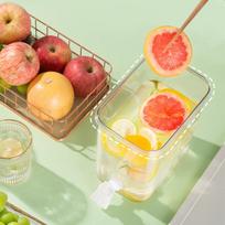 With Spigot Drink Dispenser Plastic Fruit Teapot Portable Water Container  Summer Drinks Yellow-3.5L