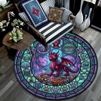 Cyber Dragon Mandala Round Football Size 5 Adult Ball Suitable for Training Matches and Outdoor Team. 80cm x 80cm