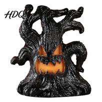 Indoor Outdoor Spooky Lamp Halloween Decoration Ghost Face Tree Stump Lantern LED Light Glowing Pumpkin Decor Festival Atmosphere Horror Decoration D