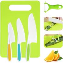 Kids Cooking Set Toys Montessori Kitchen Tools for Toddlers Kids Safety Plastic Knife Set With Cutting Board for Real Cooking