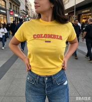 Colombia Style Y2k Football Jersey O-Neck Fashionable Streetwear Short Sleeved Tee Versatile Casual Top Summer Women'S T-Shirt S