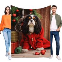 Cute Cavalier King Charles Spaniel Dog Blanket Cozy Warm Throw Blanket for Pets and Home Decor Christmas Gift Perfect for Animal Size: 75*100cm, Weight: 230 GSM