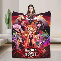 Soft Warm Blanket Airplane Travel VOX H-Hazbin Hotel Alastor Game Throw Blanket Flannel Bedspread For Couch Bed Sofa Bed Cover Size: 75*100cm, Weight: 230 GSM