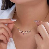 Delicate Pink Zircon Tulip Pendant Necklace for Women Minimalist Gold Plated Thin Chain Necklace Fashion Party Jewelry Gift