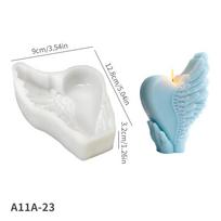 DM1255 Hand Holding Heart Half Wing Shape Silicone Candle Molds Resin Casting Wax Soap Making Aromatherapy Candle Mold for Decor 12.8*9*3.2cm