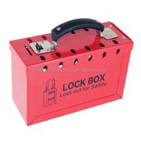 Portable Group Lock Box Safety Steel Lock Station LOTO 12 Padlock Holes Portable Metal Lockout Box With Ergonomic Handle (Red,empty box&Steel&Lockout Tagout) raudona