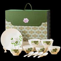 JIN MING LI 'Lush Green' Chinese Ceramic Dinnerware Set
