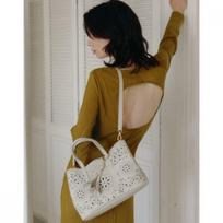 Daks Cream Leather FLower Punching Tote Bag L Single option