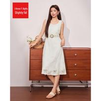 IEF Elegant Lace Waist-Cinching Vest Dress L abrikosas
