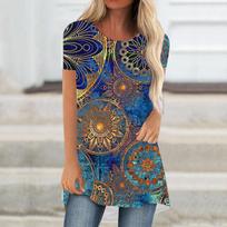 Vasariniai Boho Mandala raštai 3D spausdinimo marškinėliai Moteriški gatvės drabužiai trumpomis rankovėmis marškinėliai Didelės dydžio tunika Y2K viršutiniai marškinėliai Moteriški drabužiai S