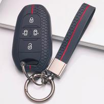 Key Cover for Peugeot 3008 5008 2008 308 508 Citroen C4 C5 C6 C3 Aircross C4 Picasso with Keychain Honeycomb Texture Shockproof Smart Key Fob Sleeve juoda