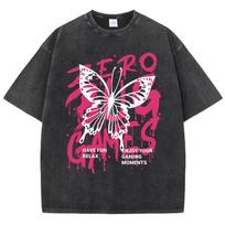 Cotton Washed T-Shirts All-Math Loose O-Neck Tee Shirts Habe Fun Relax Zero Games Printing Short Sleeve Summer Clothes S įvairiaspalvis