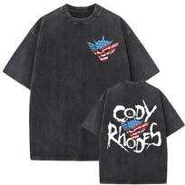Cody Rhodes American Nightmare Logo Vintage Washed T Shirts Unisex Women Fashion Violence Aesthetic T Shirt Loose Oversized Tshirt S įvairiaspalvis