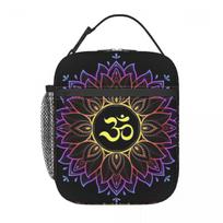 Gold Golden Mandala Om Yoga Aum Ohm Henna Insulated Lunch Bag for Women Kids Leakproof Food Boxes Thermal Lunch Box Tote One Size
