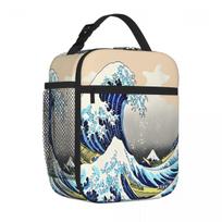 Bestselling Top-quality-art-the-great-wave-off-kanagawa Classic Foldable Lunch Bag Office Homemade Meal Nylon Lunch Bag One Size