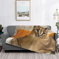 Big Floppa Caracal Cat Cute Meme Blanket Soft Coral Fleece Warm Flannel Bathtub Throw Blankets for Sofa Car Bedroom Bedspread Size: 75*100cm, Weight: 230 GSM