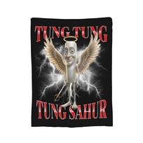 Tung Tung Tung Sahur Blanket Velvet Summer Air Conditioning Italian Brainrot Portable Warm Throw Blanket Car Plush Thin Quilt Size: 75*100cm, Weight: 230 GSM