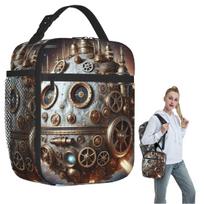 Steampunk Moon In Space Insulated Lunch Bag for Women Children Portable Food Boxes Thermal Lunch Box Tote One Size