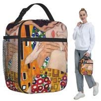 The Kiss By Gustav Klimt Insulated Lunch Bag for Women Office Cooler Thermal Food Box Tote Leakproof Lunch Boxes Container One Size