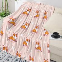 Shiba Inu Flannel Blanket Warm Soft Sofa Blanket Winter Sheet Bedspread Camping Travel Blanket Size: 75*100cm, Weight: 230 GSM