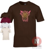 Highland cattle graphic T-Shirt Scottish cute agri cows tee S