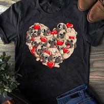 Pug Valentines Day Heart Dog Lover Gifts Boys  Men Love T-Shirt - Gift for Dog Lovers - Funny Dog - Pug Mom - Pug Lovers - Mother's Day M