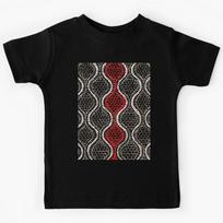 POMPEII STYLE MOSAIC SWIRLS,RED BLACK WHITE GEOMETRIC MOTIFS Kids T-Shirt 150