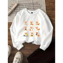 European sizes Kids' Crewneck Sweatshirt - Corgi Food And Activities Pattern , Sportswear And Casual Wear, Soft And Comfortable, Children's Clothing 110 balta