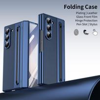 For Samsung Galaxy Z Fold 7 Leather Phone Case With Hinge Protection, Z Fold 6 Case With Front Screen Film Protector+Pen For Galaxy Z Fold4