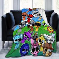 Soft Funny Throw Blanket Ultra Sprunki Ultra- Flannel Cozy Colorful Cartoon Design For Living Room Office Custom blankets Size: 75*100cm, Weight: 230 GSM