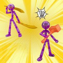 1 Set Novelty Action Figure Stickman Assembled Robot Movable 3d Printing Mannequin Multi-jointed Stickman Toy
